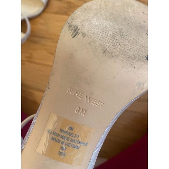 Nine West, women’s nude snakeskin print ankle strap 2.5” block heels size 8M - Picture 7 of 7